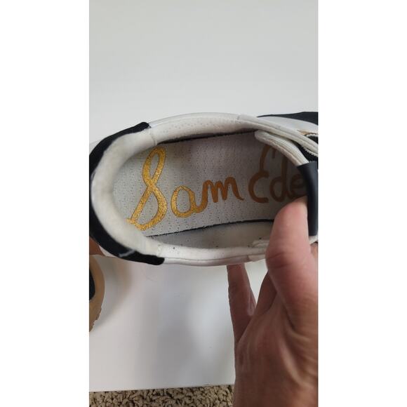 SAM EDELMAN LAYLA SNEAKER IN BLACK/WHITE SUEDE, SZ 10 - Picture 8 of 16